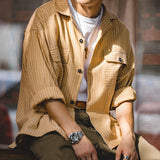 Work Shirts Vintage Goose Yellow Striped Long-Sleeved Top for Men