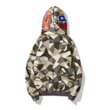 Shark Print Hoodie Autumn and Winter Sweater Fleece-Lined Men's and Women's Coats Zip Hoodie plus Size Men's Clothing