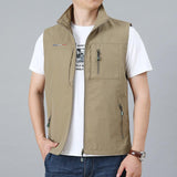Men's Golf Vest Sports Slim Jacket Men's Sport Leisure Vest Multi-Pocket Vest Men's Vest