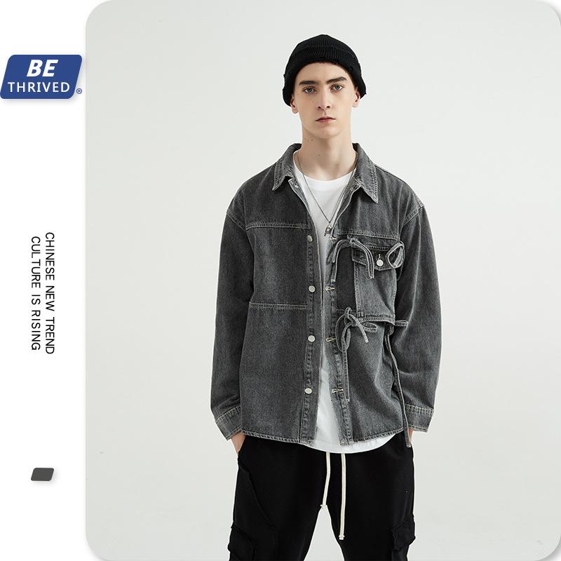 Autumn and Winter Loose Denim Jacket Retro plus Size Men's Casual Infmen Denim Jacket