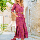 Work Dresses With Pockets Printed Pocket Long Sleeve Plus Size Long Dress