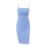 Women Summer Dresses Midi Dress Sexy Double-Layer Mesh Floral Pleated Sheath Suspender Skirt Midi