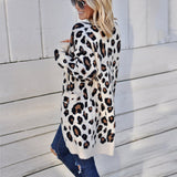 Women Sherpa Jacket Autumn Winter Sweater Fashion Three-Color Leopard-Print Sweater Cardigan