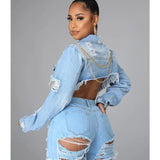 Women Denim Jacket Short Denim Coat Shawl for Women
