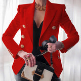 Women Blazar Pants Suit Women's Slim Fit Solid Color Fashion Casual Short Coat