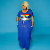 Women Plus Size Maxi Dresses Letter Lip Printings Round Neck Tight Dress