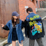Spray Painted Jacket Spring and Autumn Graffiti Jacket Denim Jacket Coat Women