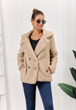 Women Sherpa Jacket Autumn and Winter Women's Plush Button Lapel Pocket Coat Top