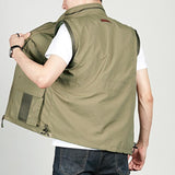 Men Utility Vest Work Zipper Tactical Work Vest Slim Pocket Jacket Autumn Outdoor Casual Vest Vest