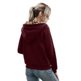 Women Sherpa Jacket Double-Sided Velvet Leopard Splicing Sweater Women's Long Sleeve Plush Top