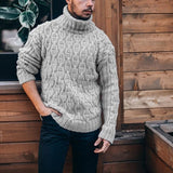Mens Chunky Knit Men Sweaters Autumn and Winter Sweater Men's Turtleneck