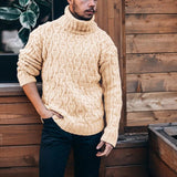 Mens Chunky Knit Men Sweaters Autumn and Winter Sweater Men's Turtleneck