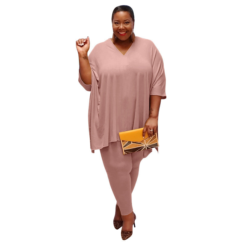 Women Plus Size Co-Ords Loose Fashion Casual Two-Piece Set