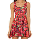 Starry Sky Digital Printed Strawberry Pleated Dress Cottagecore Dress