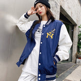 Yankees Letter Jacket Spring and Autumn Men's and Women's Baseball Uniform Casual Cardigan Student Jacket
