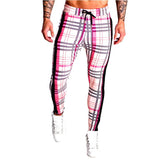 Men Plaid Pant Man Checkered Pants Fall Men's Clothing Muscle Workout Brothers Running Training Pants Casual Fashion Slim Fit Plaid Men's Trousers