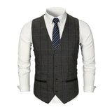Mens Dress Vests Men's Vest Casual Jacket Business Waistcoat Men Autumn and Winter Solid Color Plaid Slim Fit