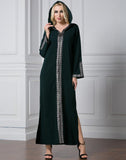 Muslim Women Stylish Kashibo Abaya Muslim Ladies Long Gown Islamic Clothing Jilbab Jalabiya Side Slit Hooded Maxi Dress Fashion Robe