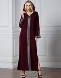Muslim Women Stylish Kashibo Abaya Muslim Ladies Long Gown Islamic Clothing Jilbab Jalabiya Side Slit Hooded Maxi Dress Fashion Robe