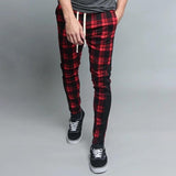 Men's Plaid Pant Man Checked Pants Men's Casual Sports Pants Men's Plaid Colorblock Trendy Slim Fit Ankle Tight Trousers