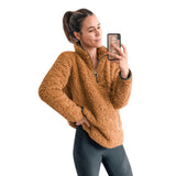 Women Sherpa Jacket Autumn and Winter Lapel Zipper Pocket Long Sleeve Women's Jacket Plush Coat