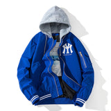 New York NYC Varsity Jacket Embroidered Stand Collar Jacket Baseball Uniform