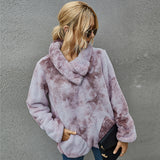 Women Sherpa Jacket Winter Warm Tie-Dyed Fur Sweater for Women