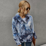 Women Sherpa Jacket Winter Warm Tie-Dyed Fur Sweater for Women