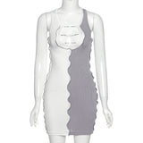 Women's Spring Clothing Fashion Colorblock Sexy Cutout Sheath Dress