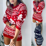 Sweater Dress Outfit With Tights 2 Piece Set Autumn and Winter Knitted Sweater Female Christmas Theme Knitted Long-Sleeved Dress