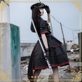 Gothic Lolita Harajuku Style Clothing Small Skirt Loser Food Dust Op Solid Color Army Lo Uniform JK Full Set
