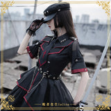 Gothic Lolita Harajuku Style Clothing Small Skirt Loser Food Dust Op Solid Color Army Lo Uniform JK Full Set