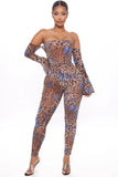 Women Plus Size Co-Ords Leopard Print Butterfly Print Nightclub Sexy Tube Top Two-Piece Set