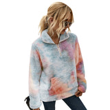 Women Sherpa Jacket Winter Fashion Tie-Dye Furry Top Women
