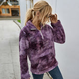 Women Sherpa Jacket Winter Fashion Tie-Dye Furry Top Women