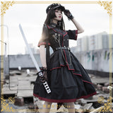 Gothic Lolita Harajuku Style Clothing Small Skirt Loser Food Dust Op Solid Color Army Lo Uniform JK Full Set