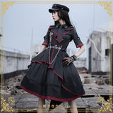 Gothic Lolita Harajuku Style Clothing Small Skirt Loser Food Dust Op Solid Color Army Lo Uniform JK Full Set