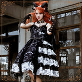Gothic Lolita Harajuku Style Clothing Vampire Diaries JSK Two-Type Color Contrast Patchwork Skirt