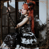 Gothic Lolita Harajuku Style Clothing Vampire Diaries JSK Two-Type Color Contrast Patchwork Skirt