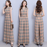 Women's Plaid Catsuit Women's Checkered Jumpsuit Plaid Jumpsuit Women's Summer High Waist Drape Wide Leg Jumpsuit