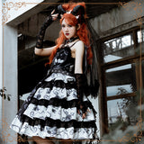 Gothic Lolita Harajuku Style Clothing Vampire Diaries JSK Two-Type Color Contrast Patchwork Skirt