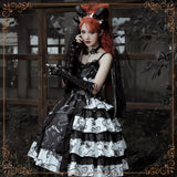 Gothic Lolita Harajuku Style Clothing Vampire Diaries JSK Two-Type Color Contrast Patchwork Skirt