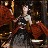 Gothic Lolita Harajuku Style Clothing Small Skirt Vintage Element Chinese Style Handle Figure Exotic Beast Fighting JSK Skirt