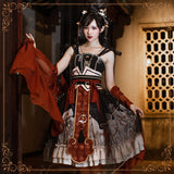 Gothic Lolita Harajuku Style Clothing Small Skirt Vintage Element Chinese Style Handle Figure Exotic Beast Fighting JSK Skirt