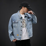 Men's Fall Denim Jacket Men's Autumn Loose Denim Jacket plus Size Men Denim Jacket