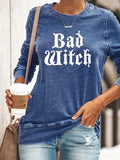 Halloween Costumes Good Witch Bad Witch Printed Thin T-shirt Sweater for Women