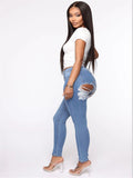 Women Plus Size Jeans High Elastic Ripped Jeans for Women