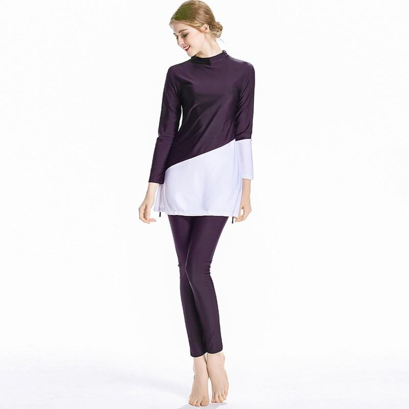 Burkini Swimwear Muslim Fashion Outfits Wetsuit Sun Protection Split Long Sleeve One-Piece Swimsuit