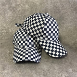 Vintage Check Baseball Cap Checkerboard
