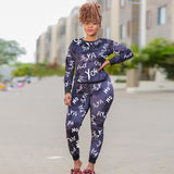 Women Plus Size Co-Ords Autumn Letter Printing Fashion Casual Two-Piece Suit